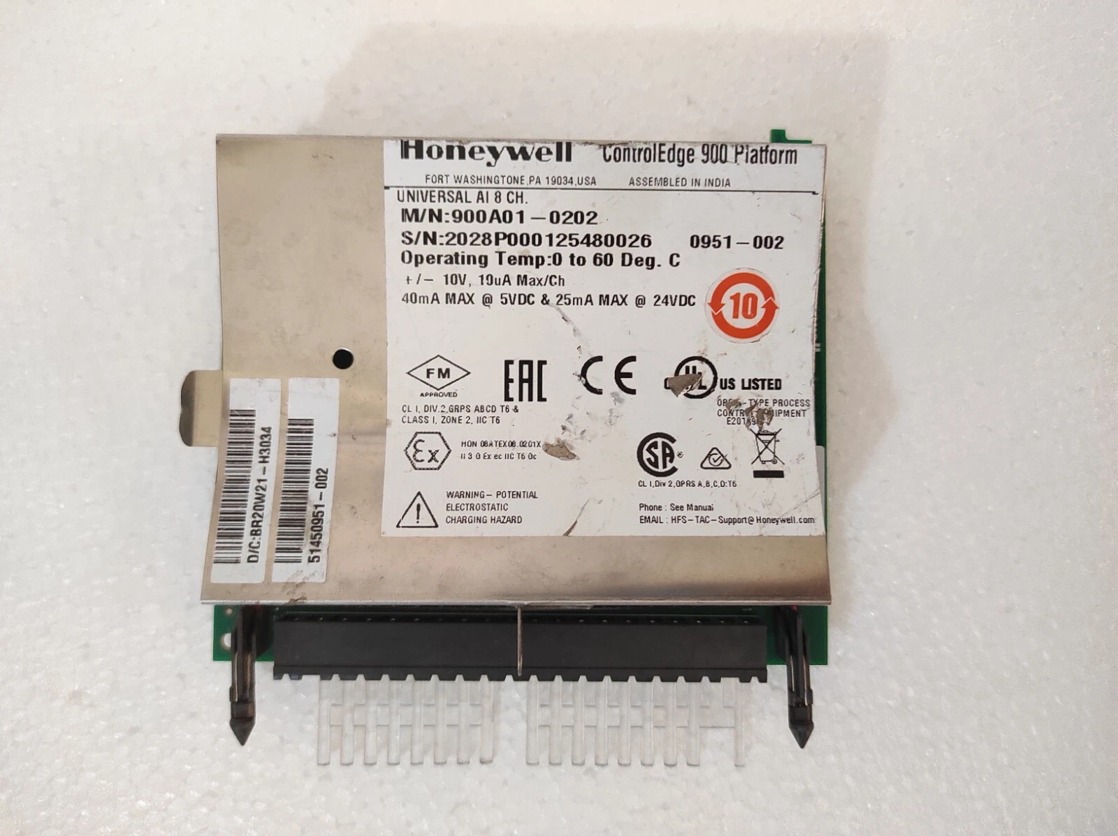 Honeywell 900A01-0202 HC900 8 CHANNEL ANALOG INPUT CARD